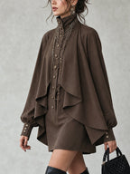 Philomena | Cape-Draped High-Neck Mini Dress