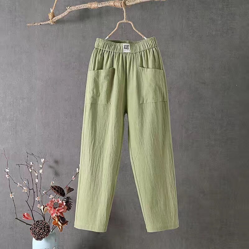 Classic Cotton Pants with Elastic Waist