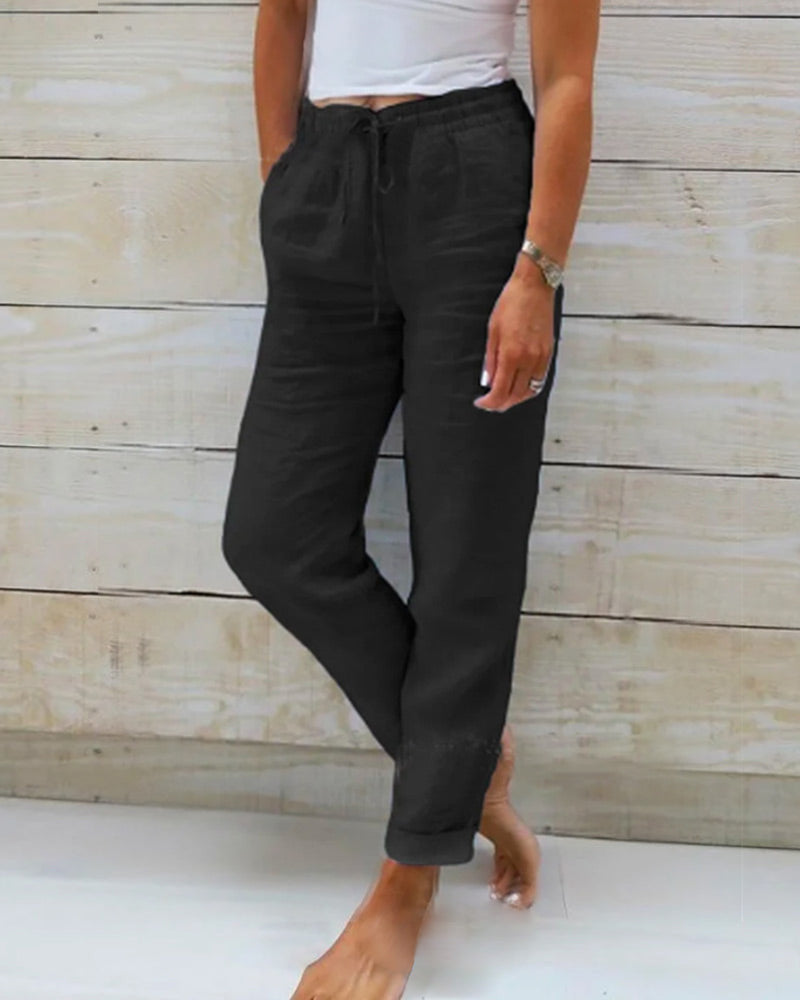 Aria Pants Made of Cotton and with Elastic Waist