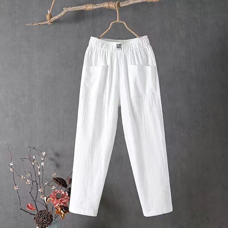 Classic Cotton Pants with Elastic Waist