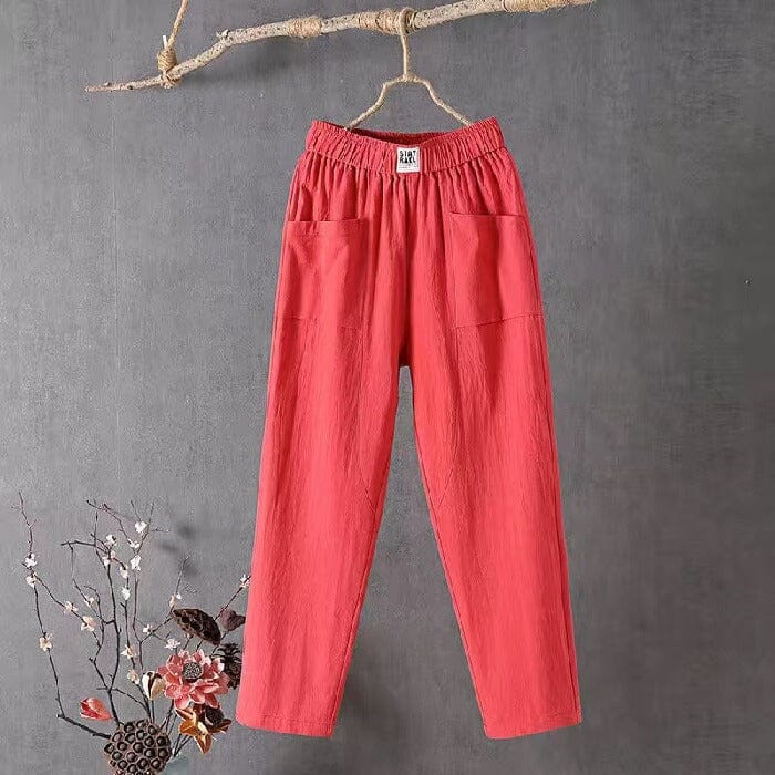 Classic Cotton Pants with Elastic Waist