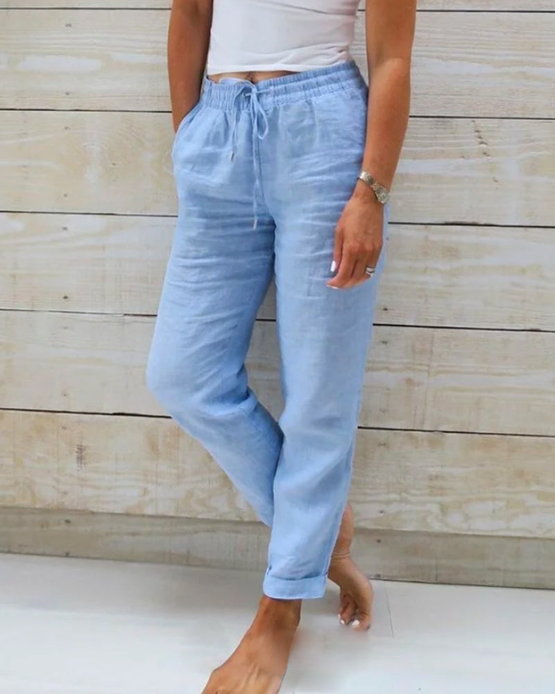 Aria Pants Made of Cotton and with Elastic Waist