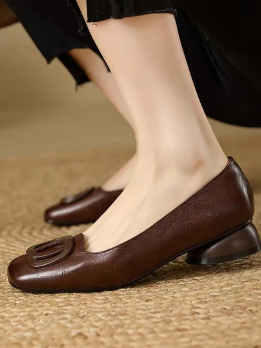 Erin Leather Square-Toe Flats