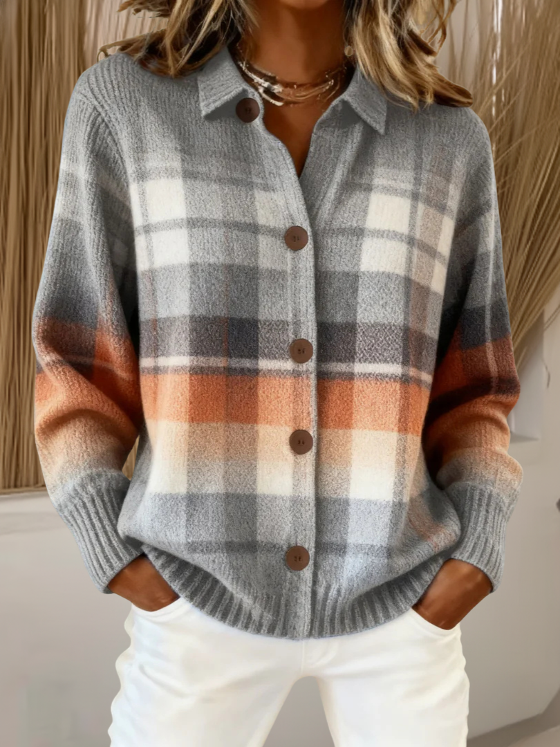 Veronica | Retro Plaid Cardigan