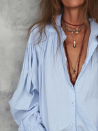 Cotton Ruffle Cuffs Blouse