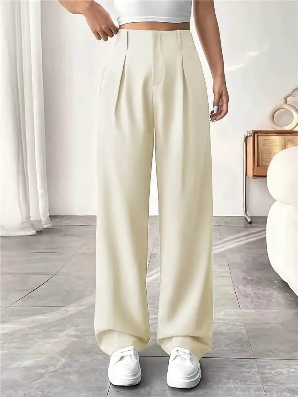 BELISIMA™ – Elegant Pleated Wide-Leg Office Trouser