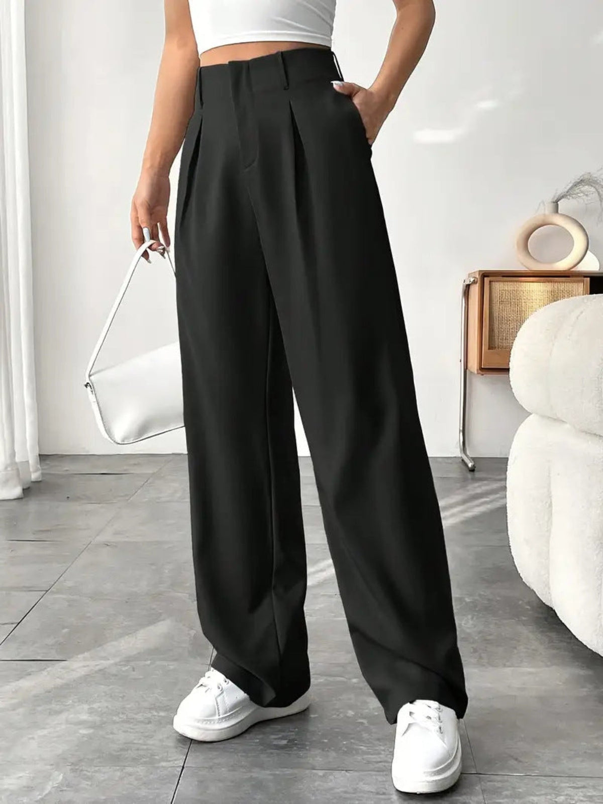BELISIMA™ – Elegant Pleated Wide-Leg Office Trouser