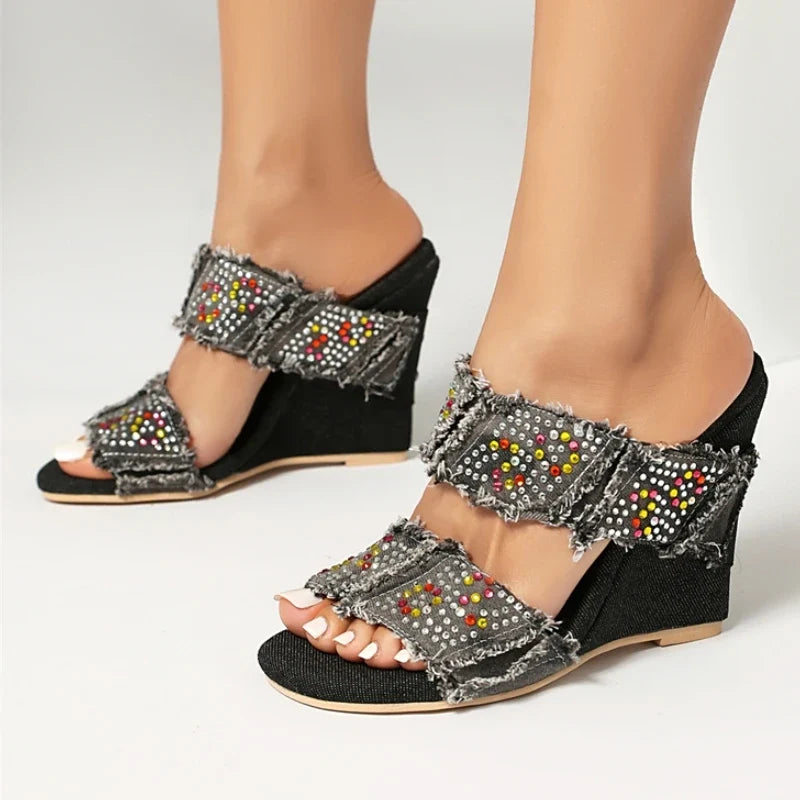 Midtown Raw Denim Sandals