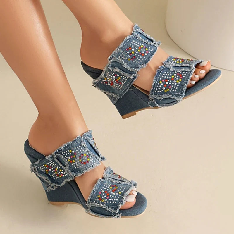 Midtown Raw Denim Sandals