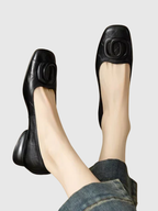 Erin Leather Square-Toe Flats