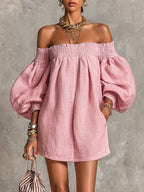 Whitney | Off-Shoulder Lantern-Sleeve Mini Dress