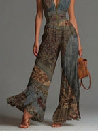 Pleated Wide-leg Chiffon Jumpsuit