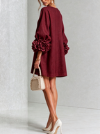 Camellia | Rose-Cuff Button Mini Dress