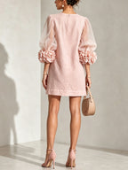 Yvette | Floral-Cuff Puff-Sleeve Mini Dress