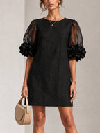 Sophie | Floral-Cuff Puff-Sleeve Mini Dress