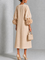 Adele | Floral-Cuff Midi Dress