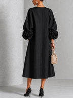 Leonora | Floral-Cuff Midi Dress