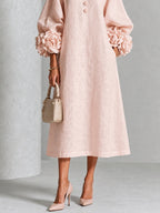 Antonia | Floral-Cuff Midi Dress