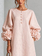 Antonia | Floral-Cuff Midi Dress
