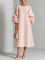 Antonia | Floral-Cuff Midi Dress
