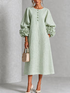 Clara | Floral-Cuff Midi Dress