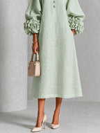 Clara | Floral-Cuff Midi Dress