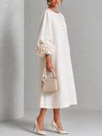 Magnolia | Floral-Cuff Midi Dress