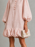 Verity | Floral-Button Puff-Sleeve Mini Dress