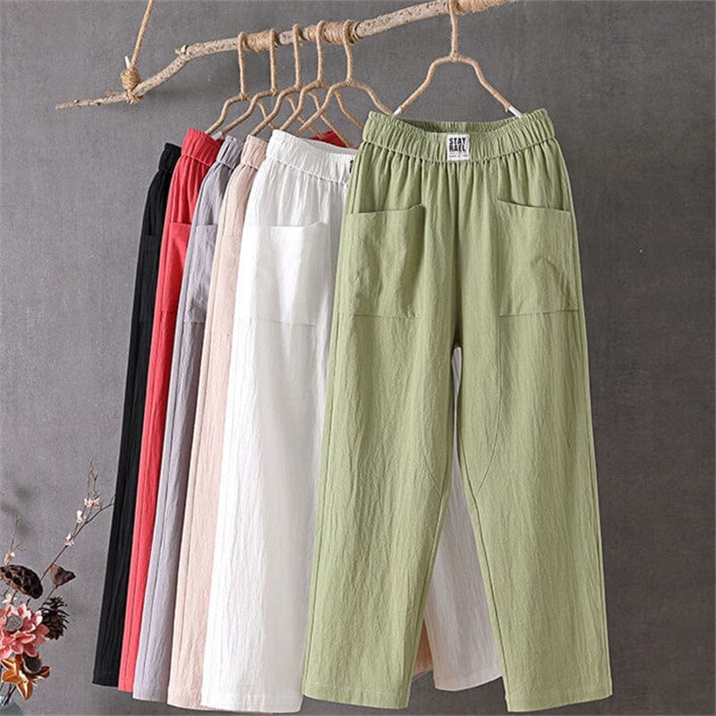 Classic Cotton Pants with Elastic Waist